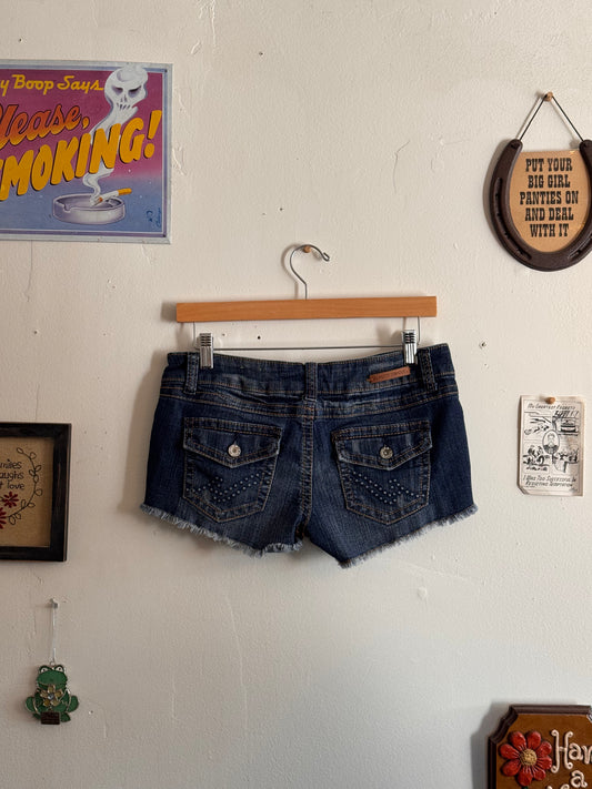 2000s Dark Wash Denim Shorts (9)