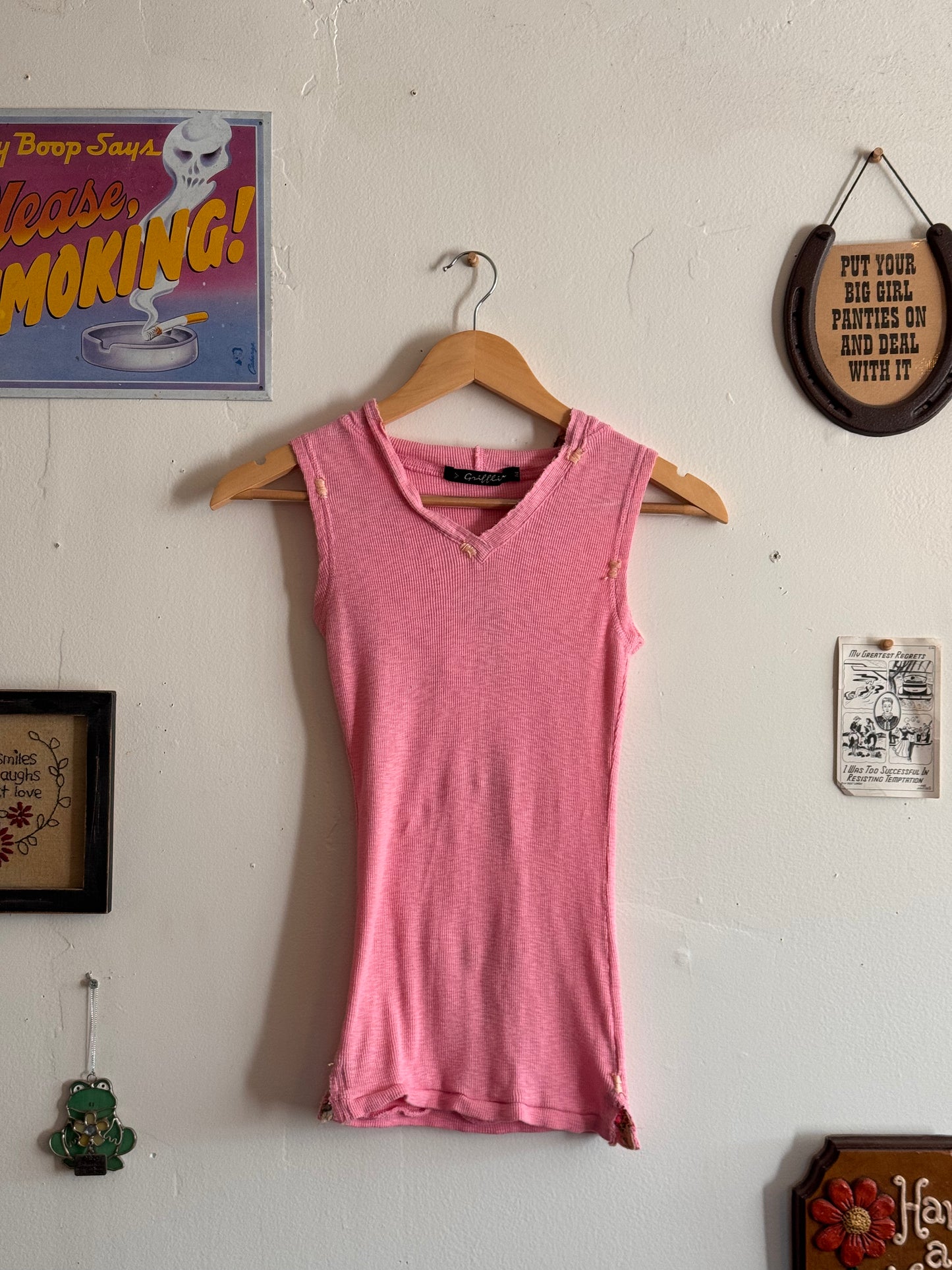 2000s Pink Bedazzled Cross Hood (XS)