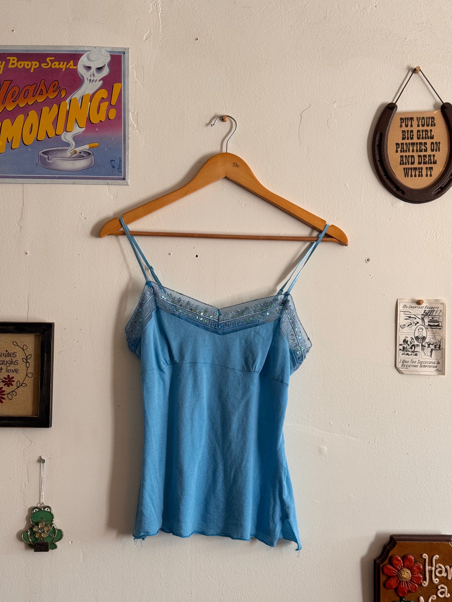 2000s Anchor Blue Sequin Cami  (M)