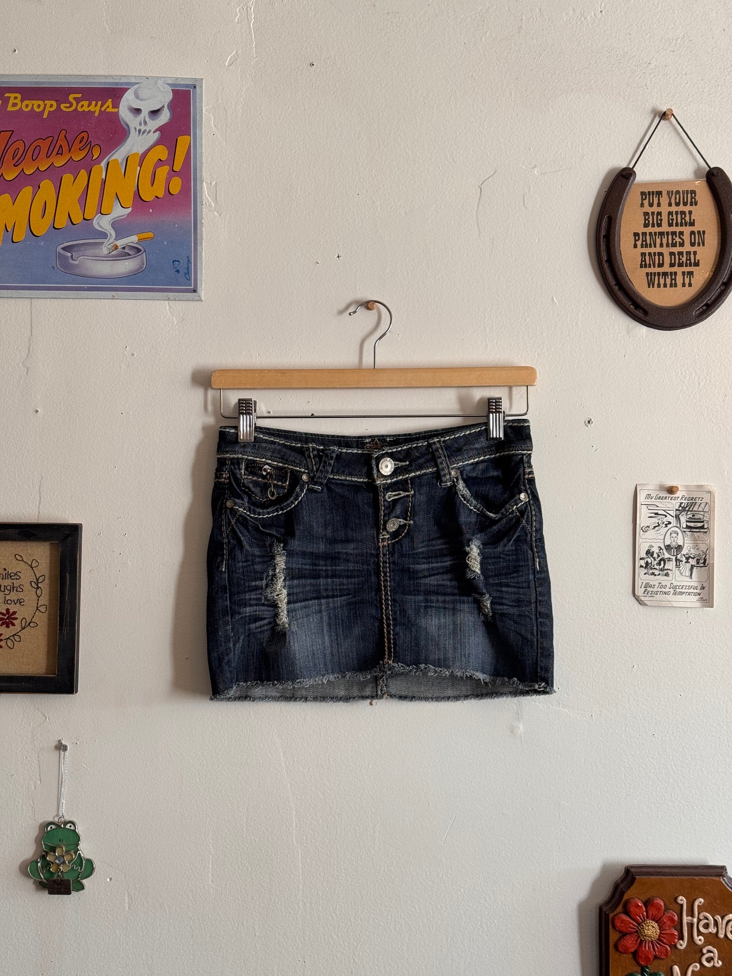 2000s Dark Wash Denim Mini Skirt (0)