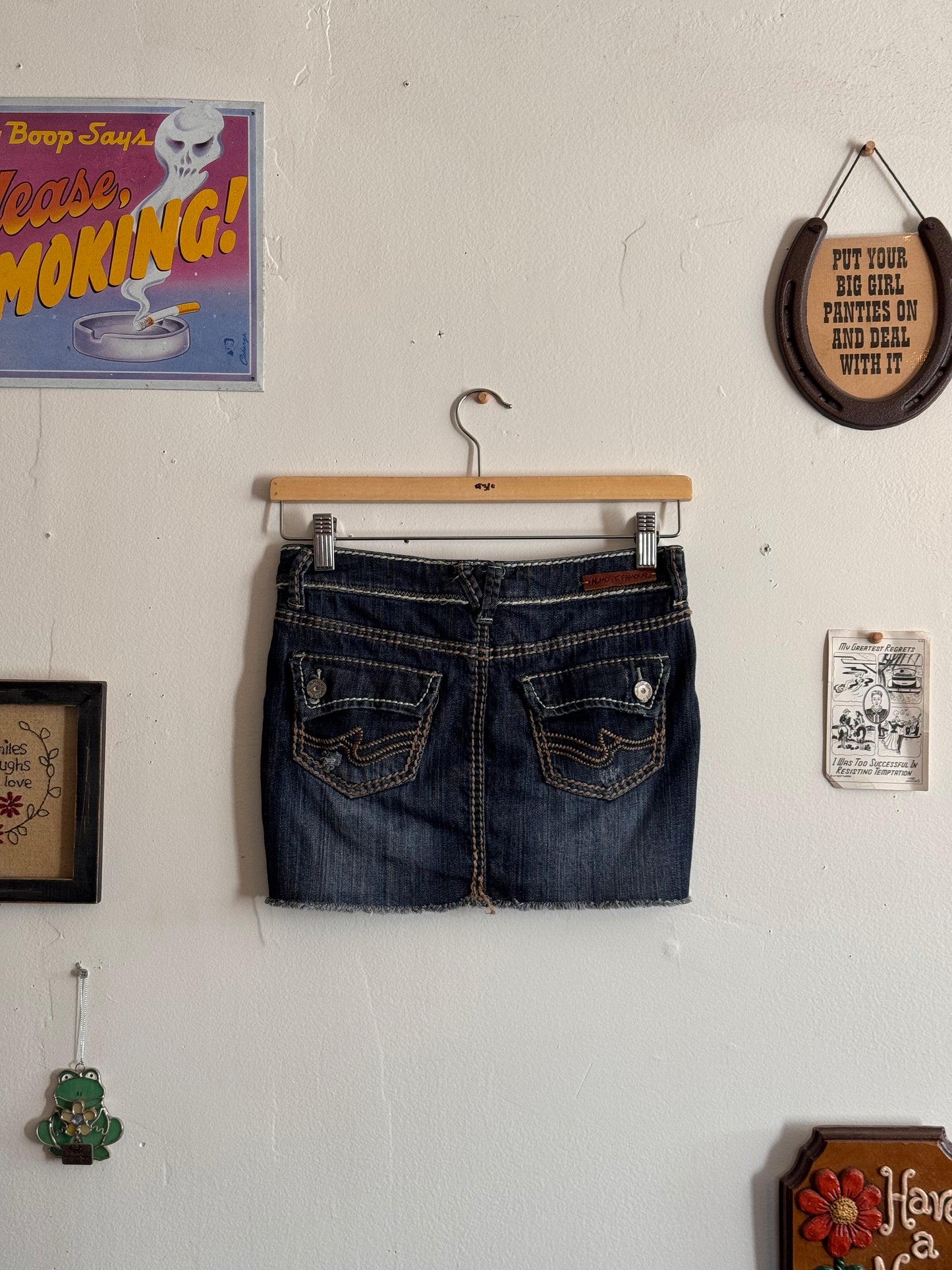 2000s Dark Wash Denim Mini Skirt (0)